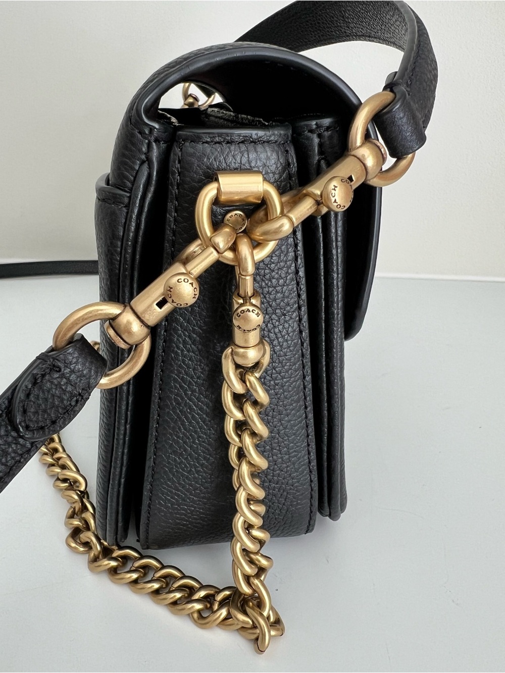 Coach Black Pebbled Leather Shoulder Bag with Gold Hardware - Picture 7 of 15